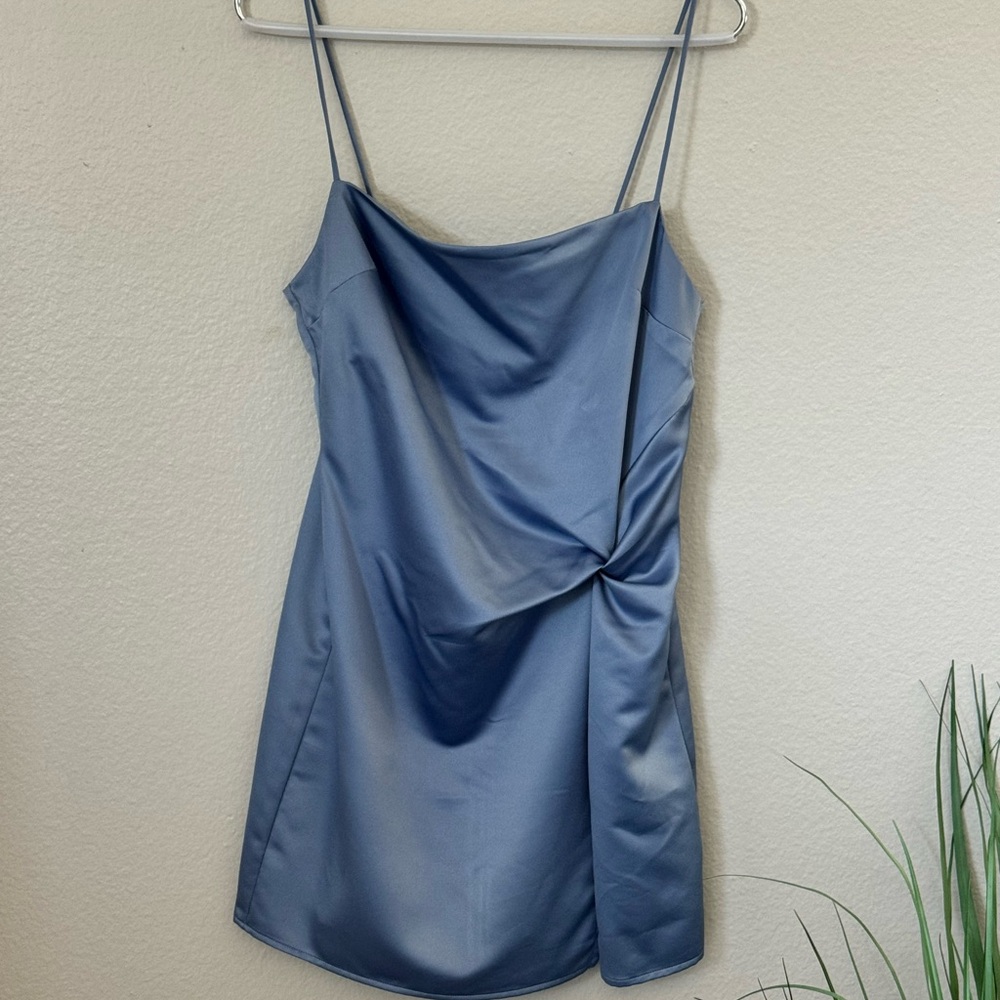Elegant Blue Satin Dress